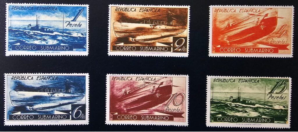 Serie de 6 sellos de la serie Correo Submarino