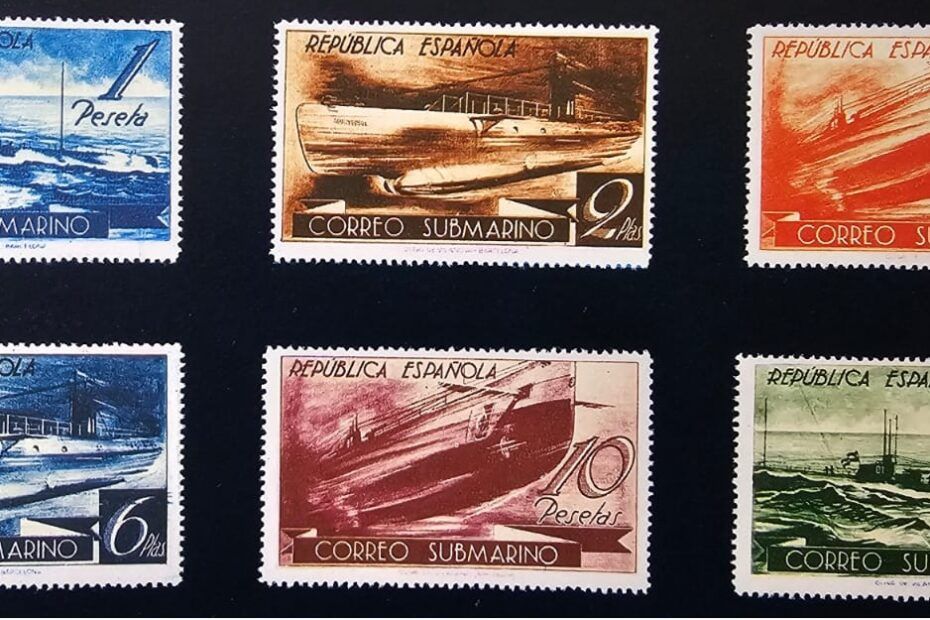 Serie de 6 sellos de la serie Correo Submarino