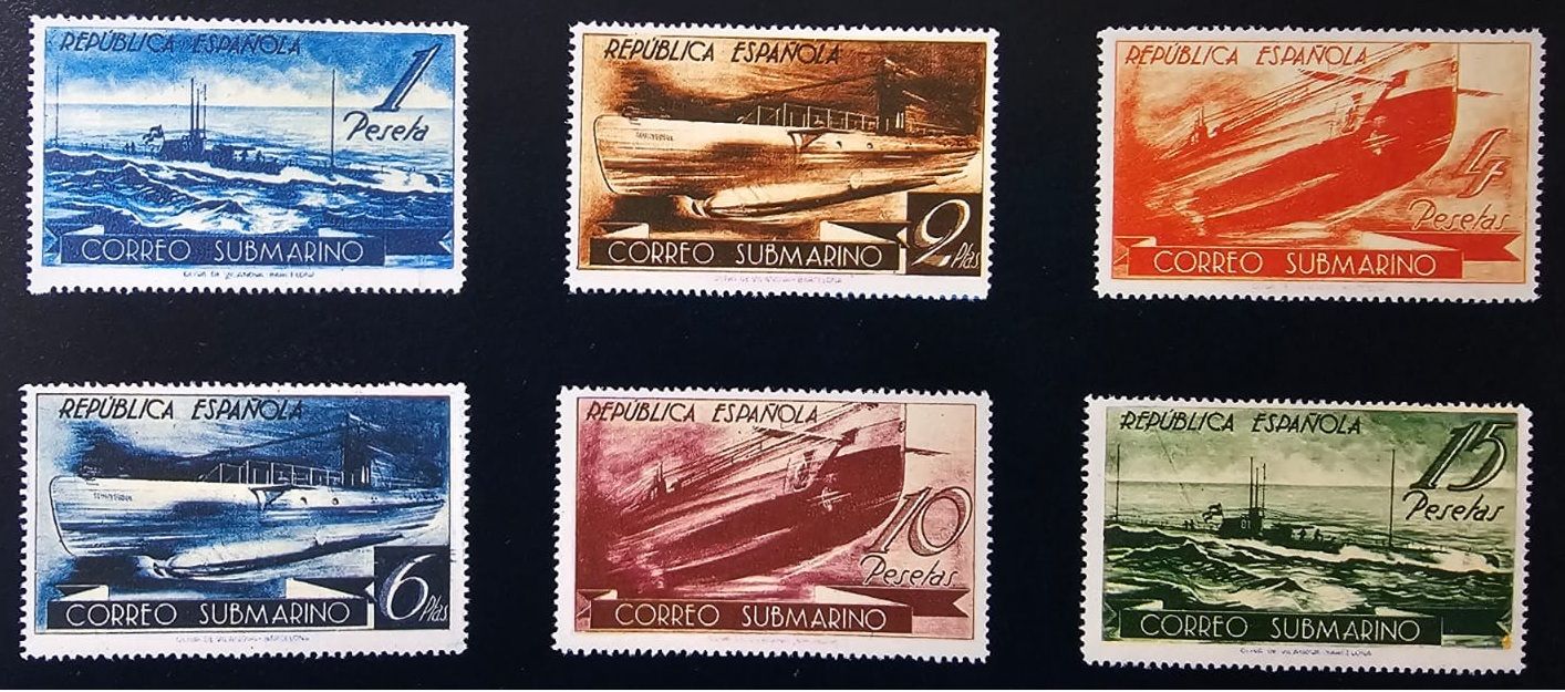 Serie de 6 sellos de la serie Correo Submarino