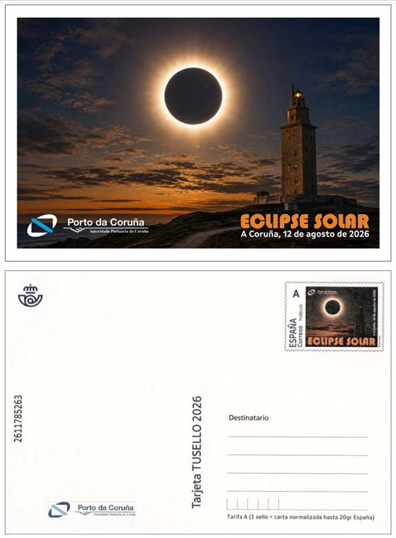 TARJTETA POSTAL SOBRE EL ECLIPSE